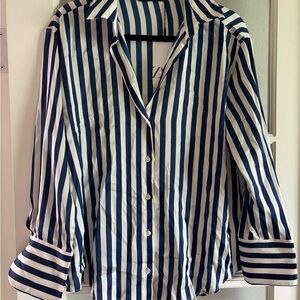 Zara Navy and White Striped Shirt